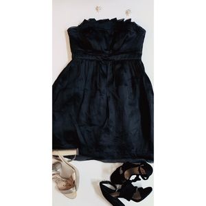 5/48 black strapless cocktail dress